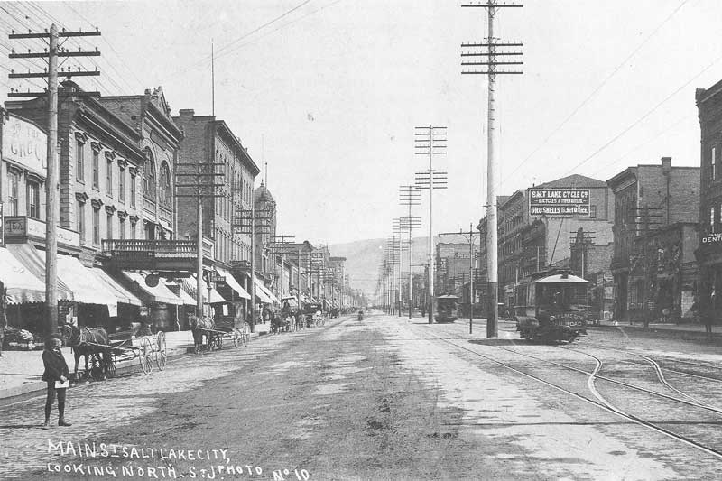 Main Street, Salt Lake City, looking north, 1890s.